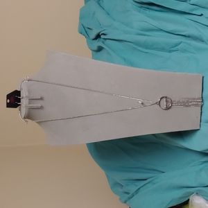 Paparazzi Silver pendant with gray beads and chains. Matching earrings